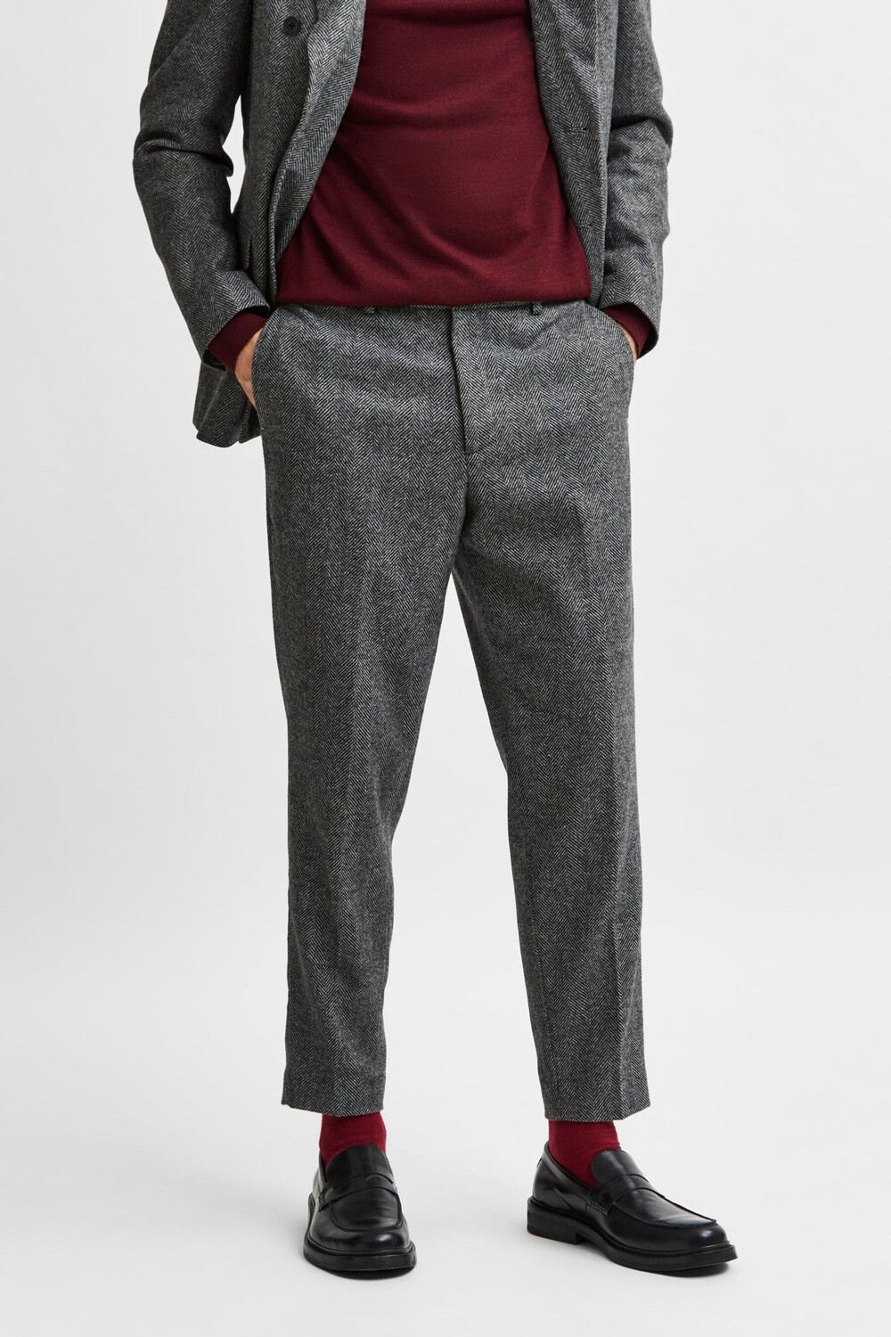 

Узкие зауженные костюмные брюки Louis otis Selected Homme, серый