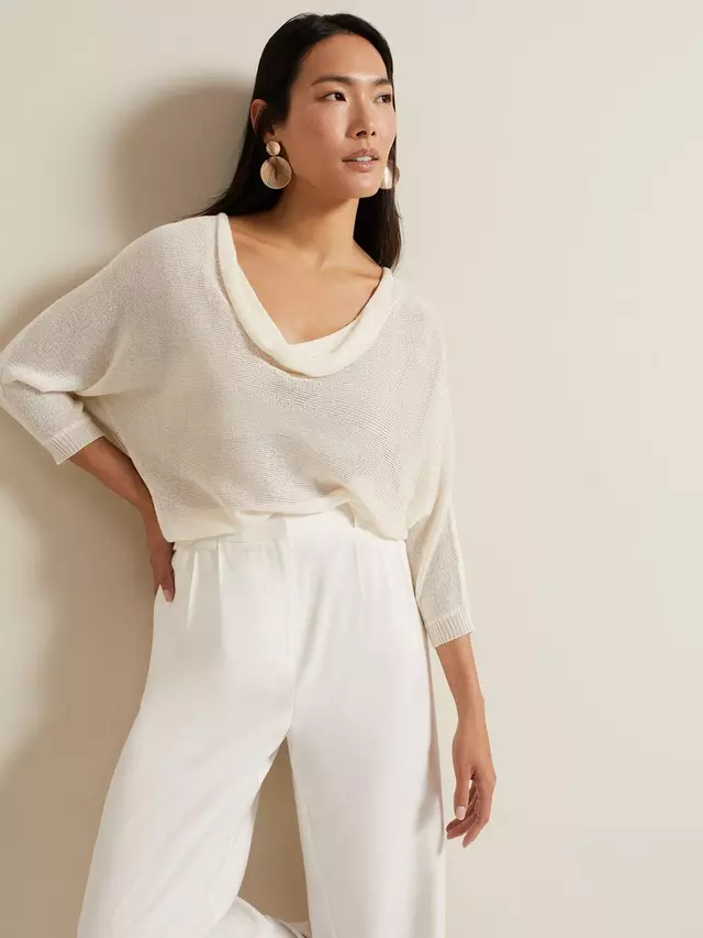

Топ Phase Eight Malti Fine Knit Cowl Neck, слоновая кость