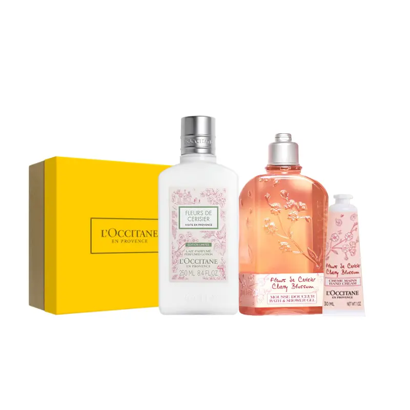 

Набор для ухода с вишневым цветом: крем для рук и гель для душа для успокоения кожи LOCCITANE, Three-Piece Set: Cherry Blossom Shower Gel 250ml+зеленый & Cherry Blossom Moisturizing Lotion 250ml+Moisturizing Hand Cream 30ml