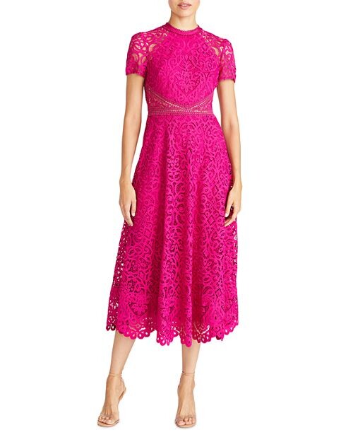 

Кружевное платье-миди ML Monique Lhuillier, цвет Pink