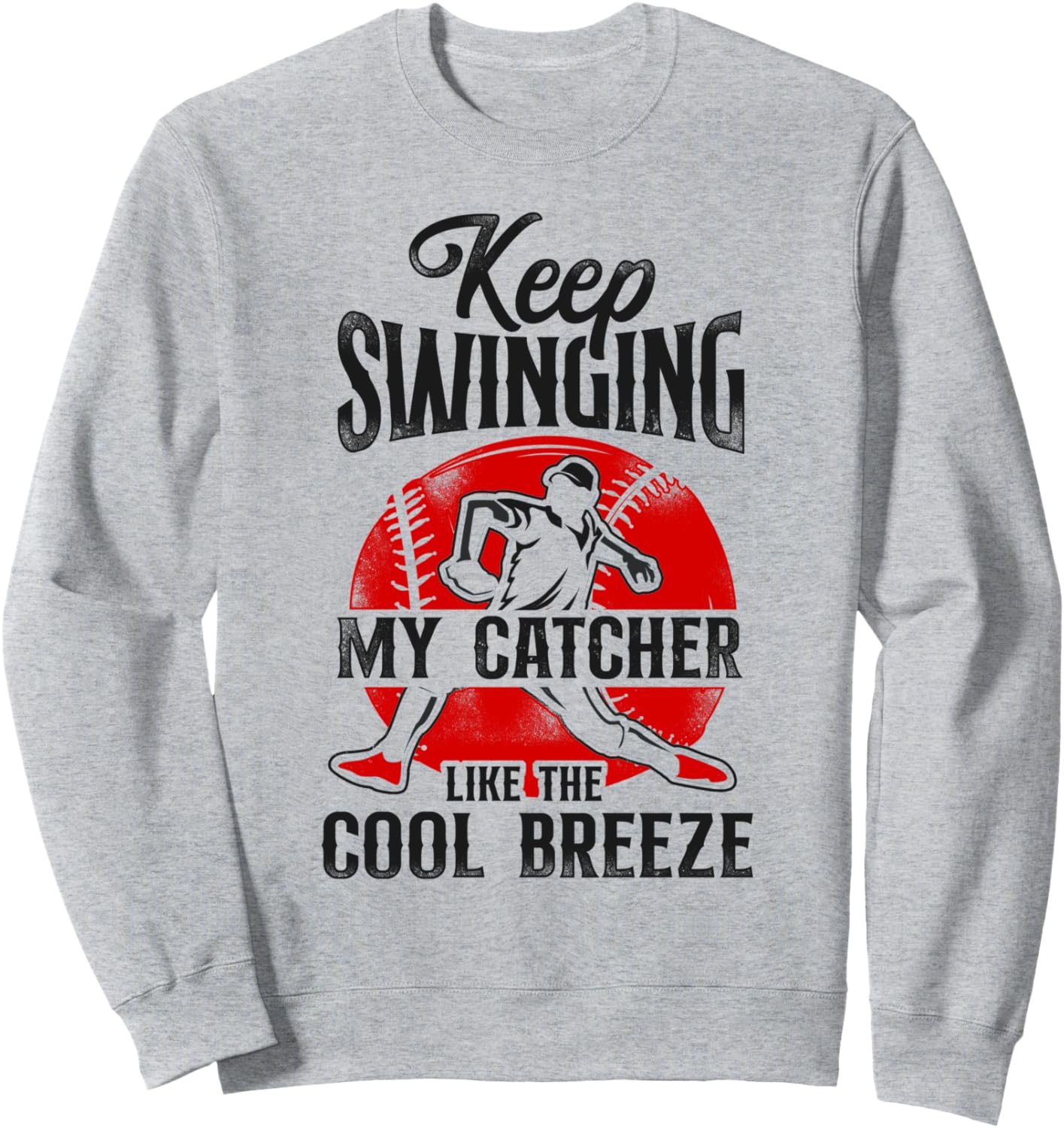 

Футболка с винтажным принтом Beatball Fan Pitcher Keep Swinging My Catcher Like Swetshirt Baseball Saying Theme Player Hd0, серый