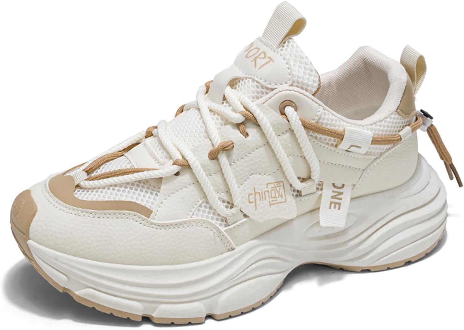 

Мужские кроссовки GSIGUL для бега по шоссе, тенниса и ходьбы, нескользящие повседневные спортивные кроссовки для тренажерного зала, бежевый