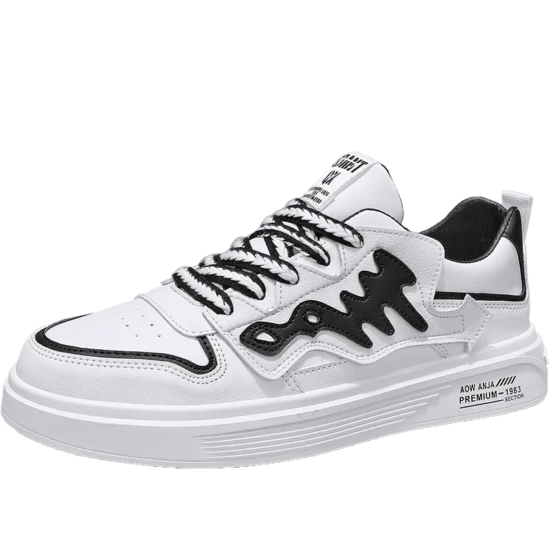 

Bull charm Мужские устойчивые к истиранию низкие скейтерские кроссовки бело-черные, цвет White Black