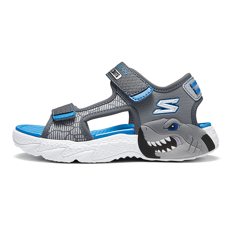 

Амортизирующие износостойкие детские сандалии серо-голубые Skechers