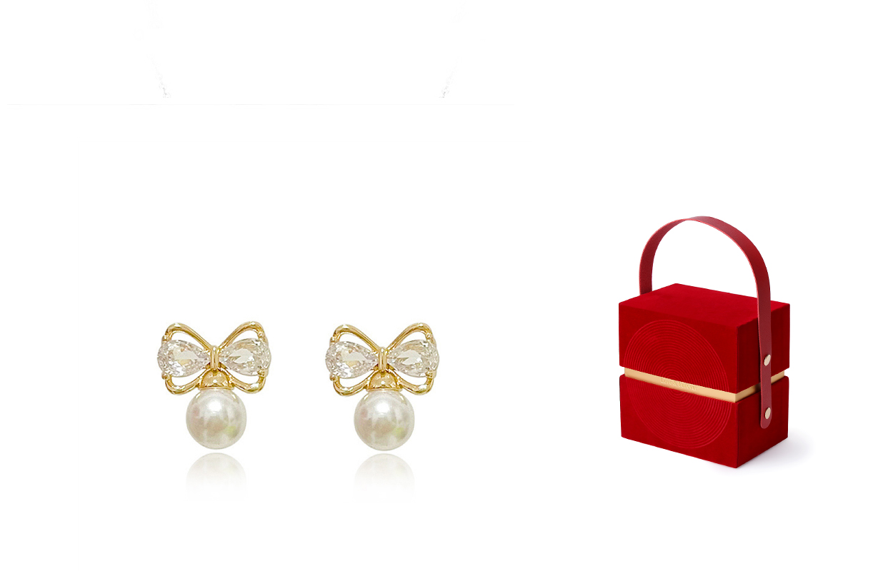 

Серьги-гвоздики с жемчужным бантом из сплава для женщин Muyan, золото