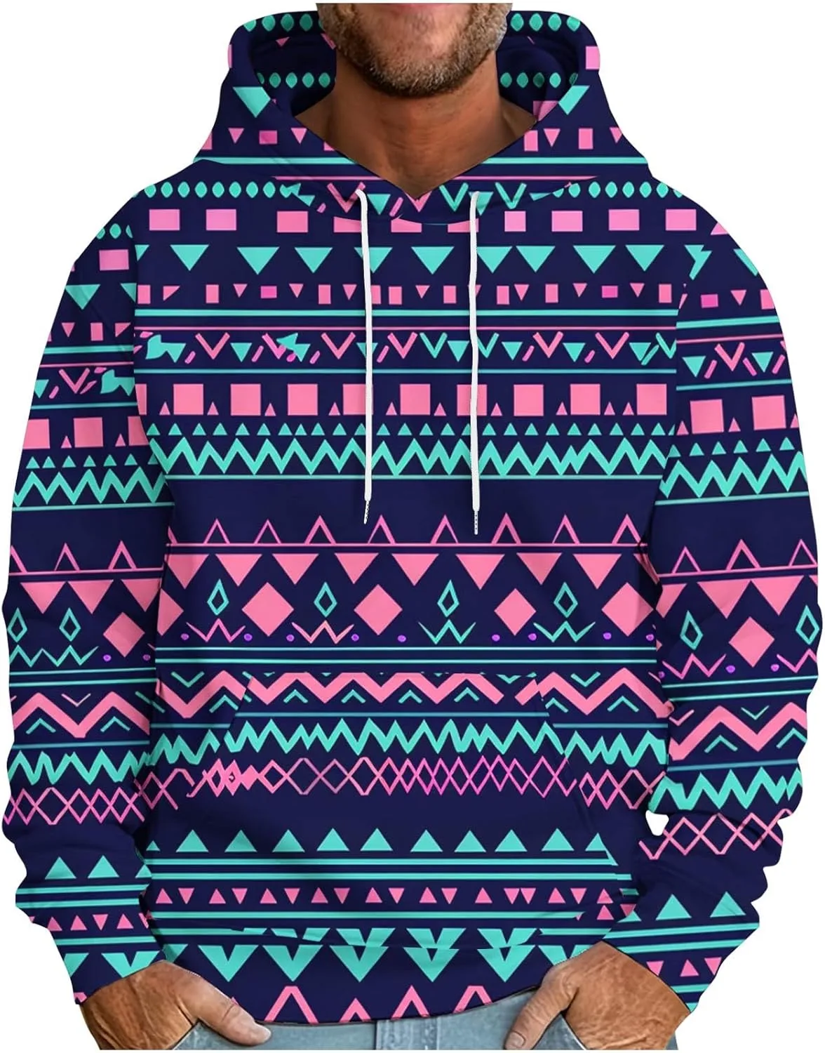 

Толстовка с капюшоном для мужчин Western Aztec Ethnic Graphic с длинным рукавом и карманами