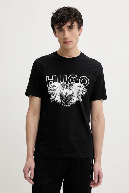 

Хлопковая футболка Hugo, черный
