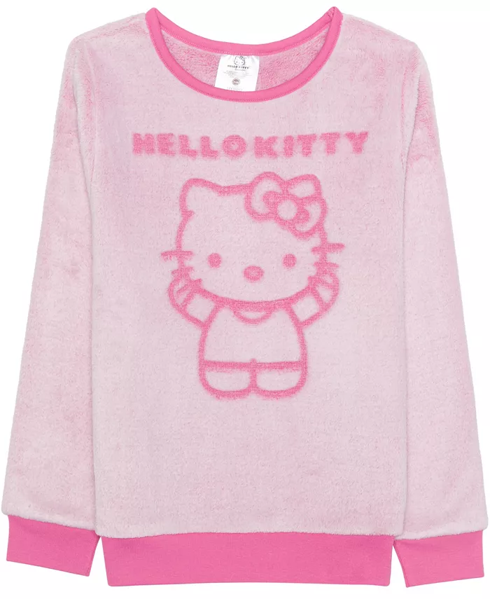 

Детская толстовка с длинным рукавом и тиснением для девочек 7-14 лет Hello Kitty, розовый