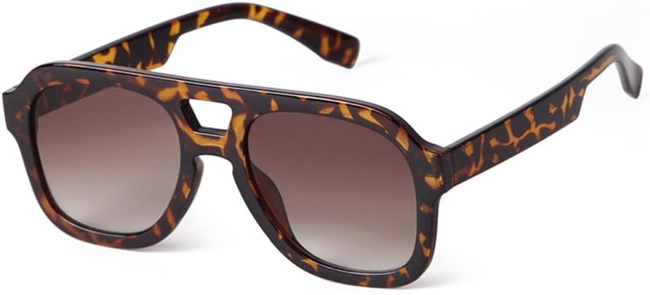 

Винтажные солнцезащитные очки в черепаховой оправе синего цвета для женщин и мужчин, модные, с двойной перемычкой, оранжевыми линзами, с защитой от УФ-излучения generic, C2