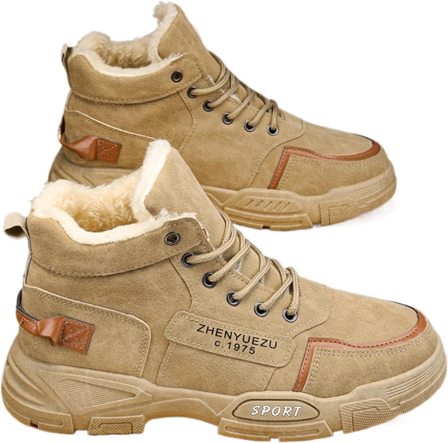 

Мужские зимние ботинки Azttoztto с высоким берцем, утепленные флисом, для снега, шнурованные с толстой подошвой для холодной погоды, хаки