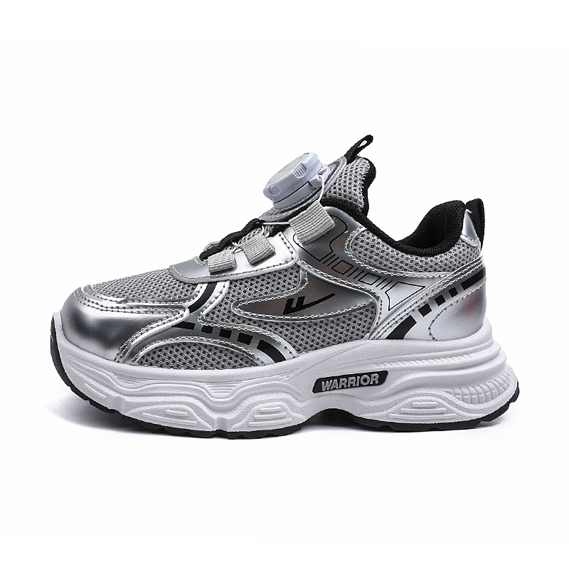 

WARRIOR Дышащие и износостойкие низкие детские беговые кроссовки silver gray black kids