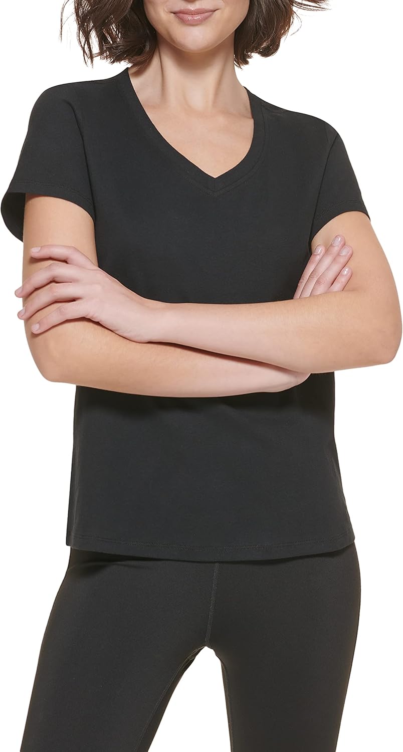 

Женская однотонная футболка Calvin Klein Performance с V-образным вырезом и коротким рукавом, Black, Черный, Женская однотонная футболка Calvin Klein Performance с V-образным вырезом и коротким рукавом, Black