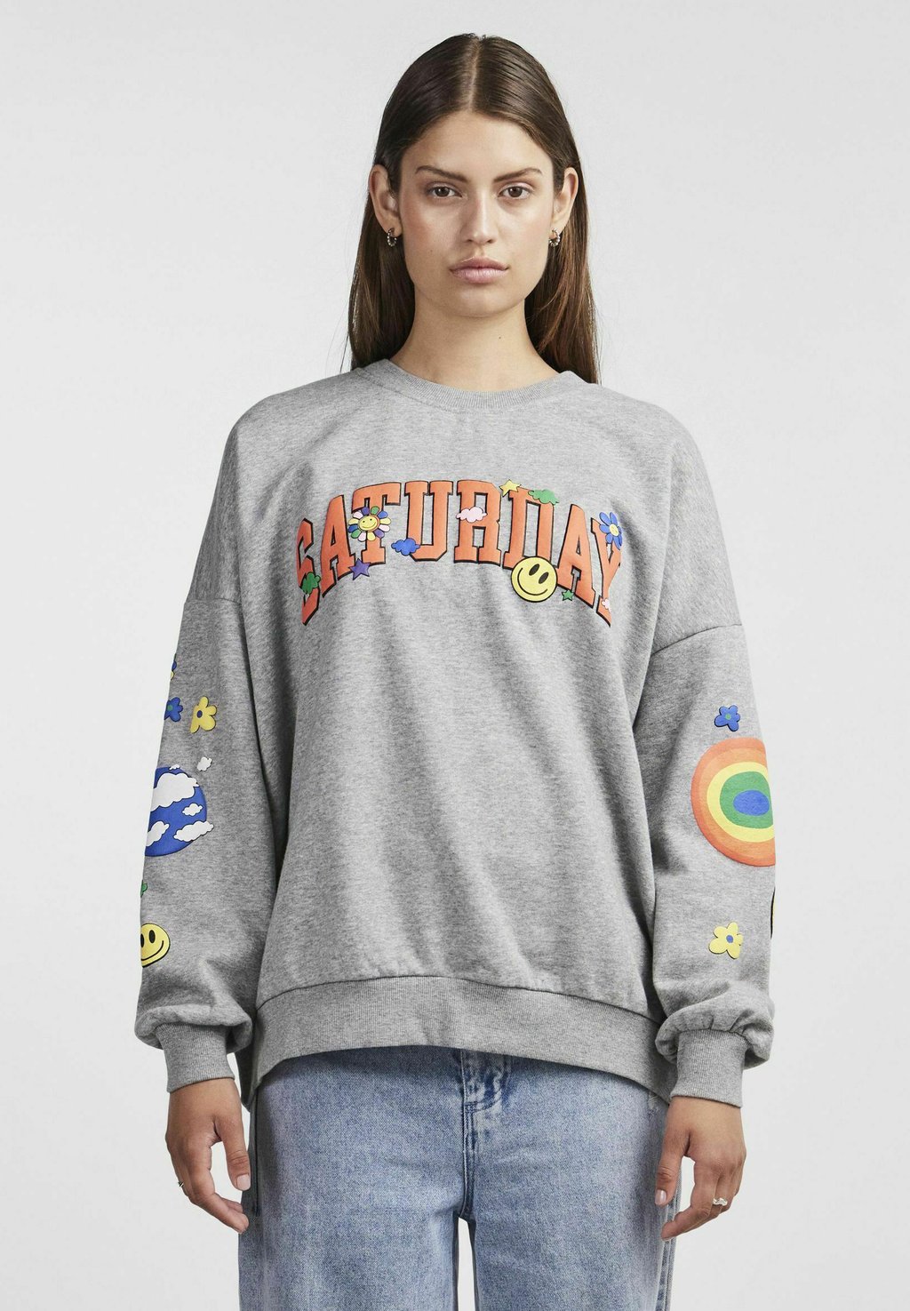 

Толстовка PCDINNA OVERSIZED Pieces, светло-серый