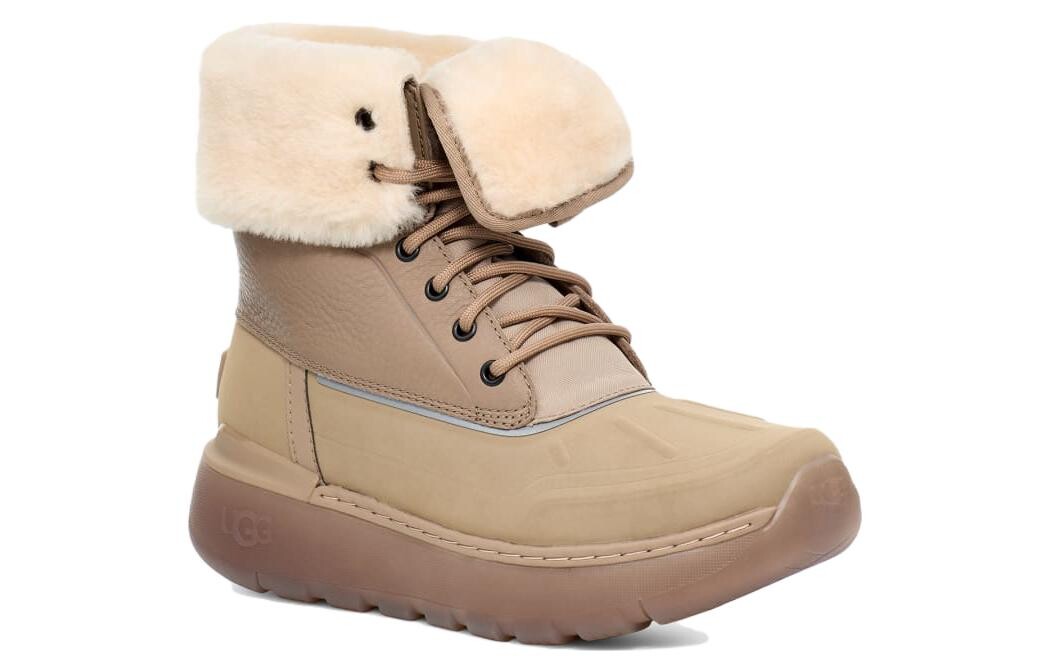Зимние ботинки мужские Ugg с мехом и шнуровкой, песочный — фото 2