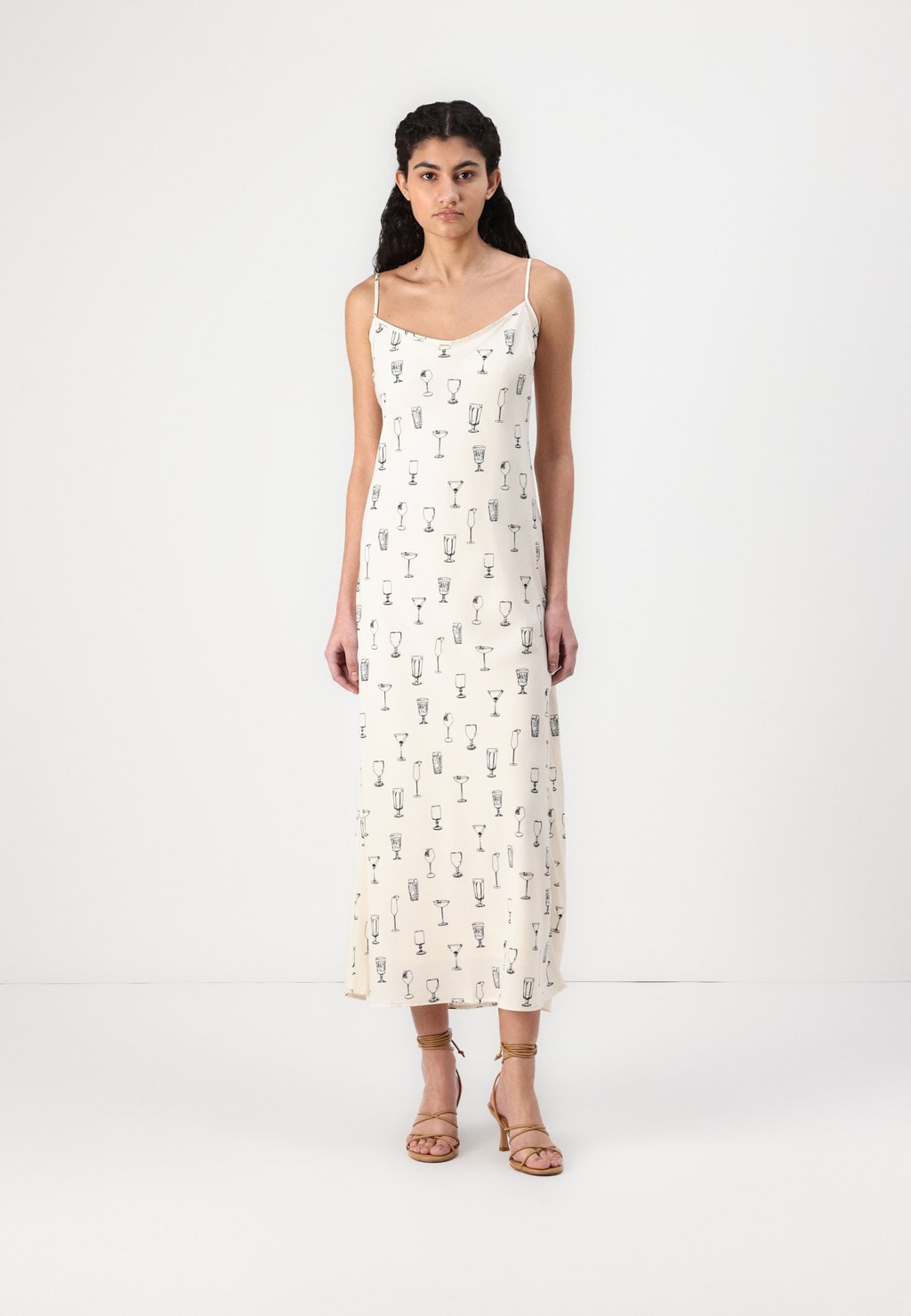 

Платье макси CAMI NECK SLIP MAXI DRESS Abercrombie & Fitch, коричневый