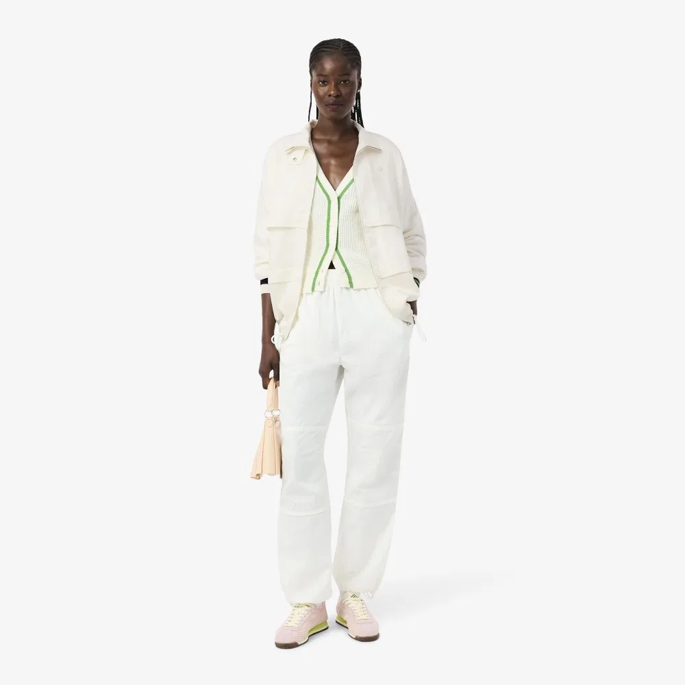 Куртка спортивная Lacoste из смесового льна, Off-White — фото 4