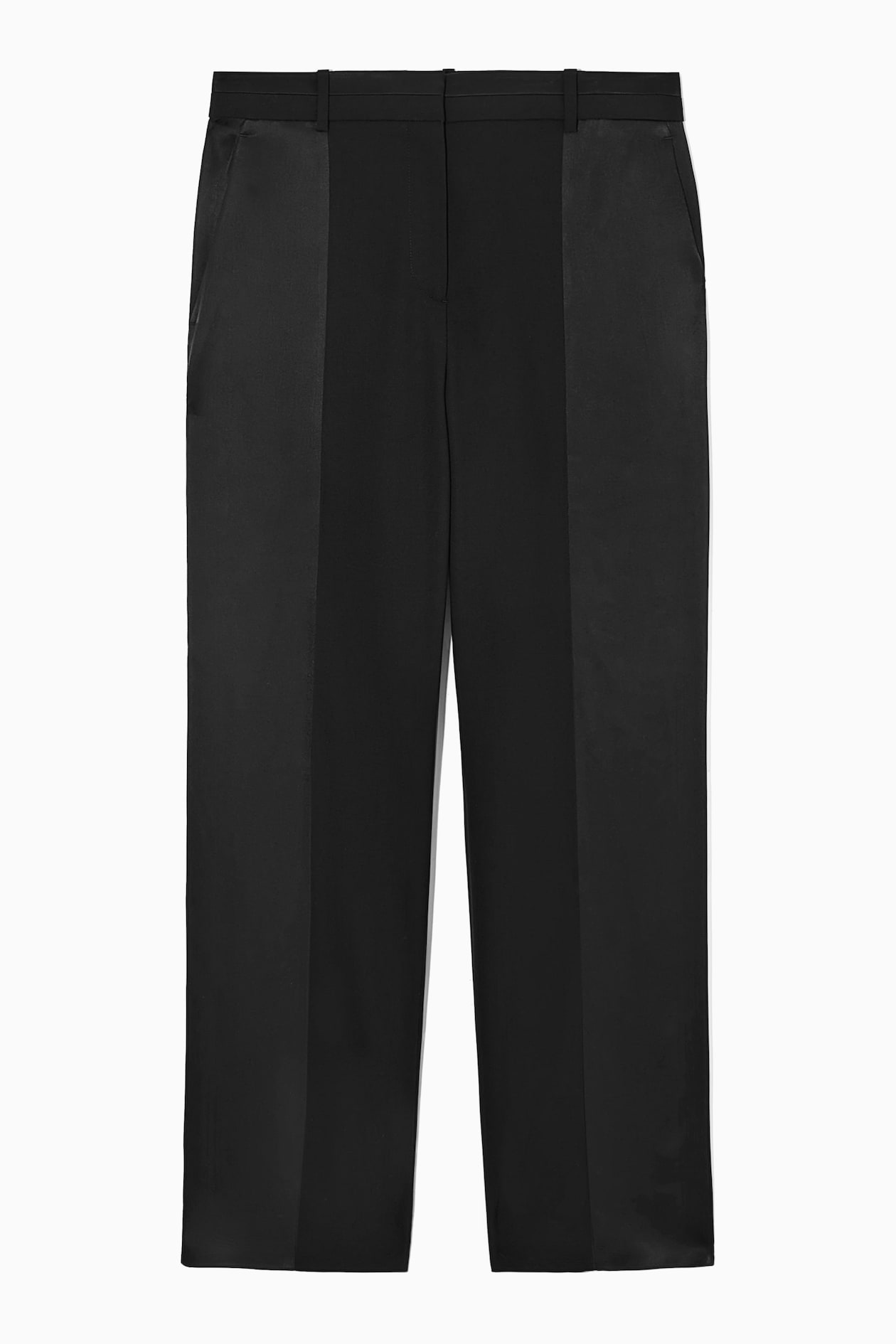 

Прямые брюки с атласными панелями-regular fit COS, черный