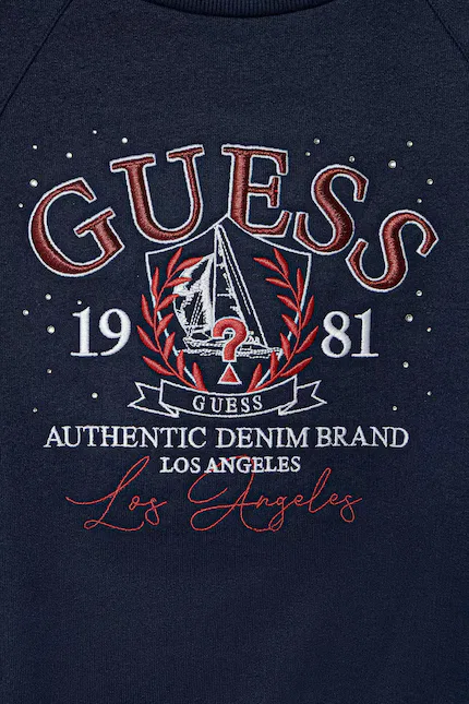 Худи детское с вышивкой Guess, синий — фото 3