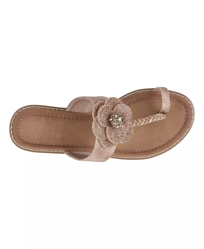 Женские плоские сандалии Blossom Flower с украшением на пальцах в виде цветов GC Shoes, розовый — фото 4