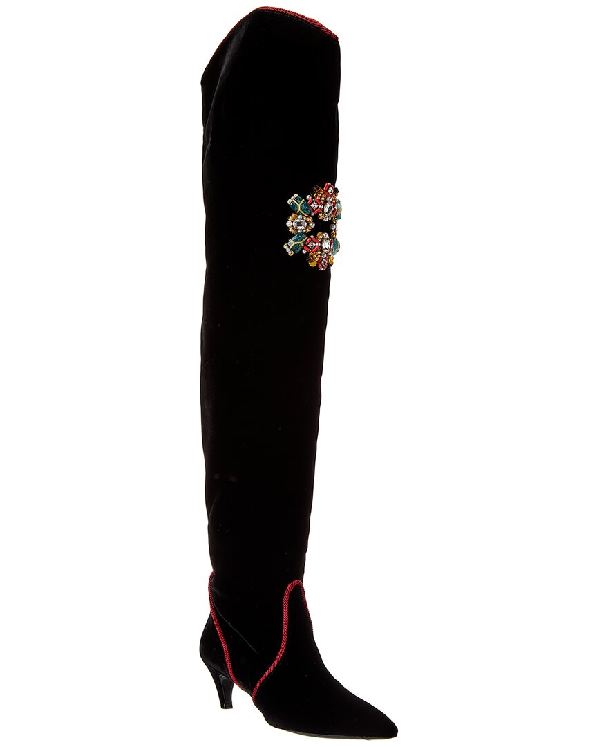 Roger Vivier Бархатные высокие сапоги, черный