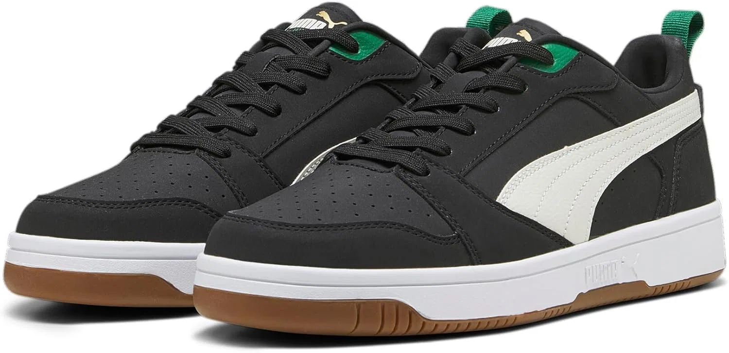 Кроссовки PUMA Unisex Rebound V6 Low 75 Years, 3-Puma Black Warm White Archive Green Gold Pristine — фото 3