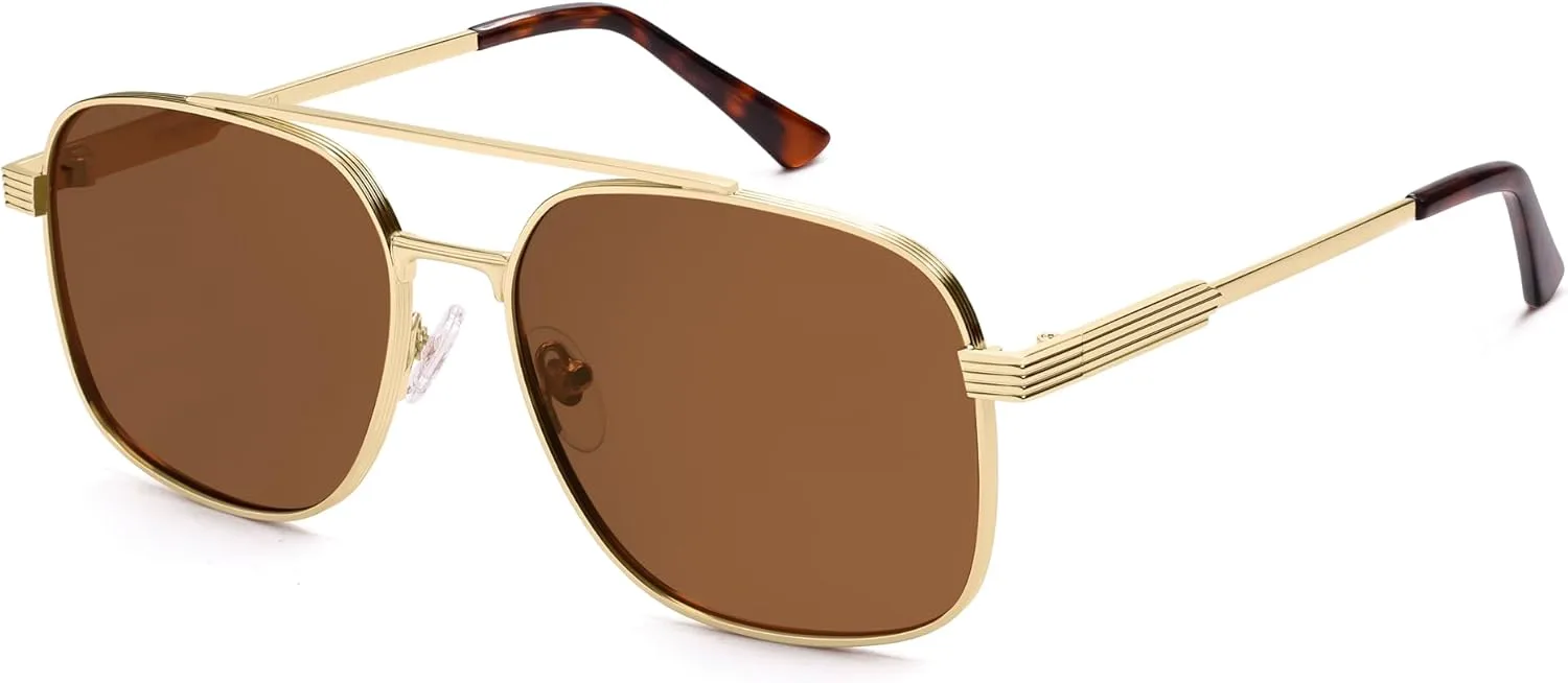 

Поляризованные солнцезащитные очки-авиаторы VANLINKER для мужчин и женщин, квадратная форма, защита от УФ-излучения, модель VL9907, Gold Frame Brown Lens