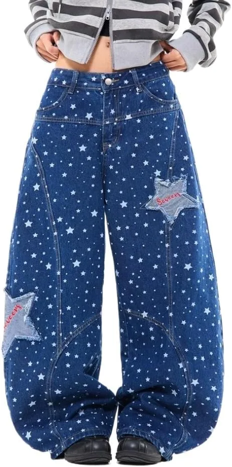 

Джинсы Unisex Y2k Vintage с вышивкой и патчами в стиле хип-хоп GYPWRCR