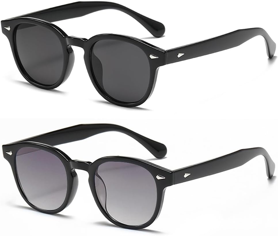 

Круглые солнцезащитные очки для верховой езды, женские и мужские, ретро, ​​модные классические женские солнцезащитные очки с маленькими линзами и защитой от УФ-излучения Ridering, Black+black Grey