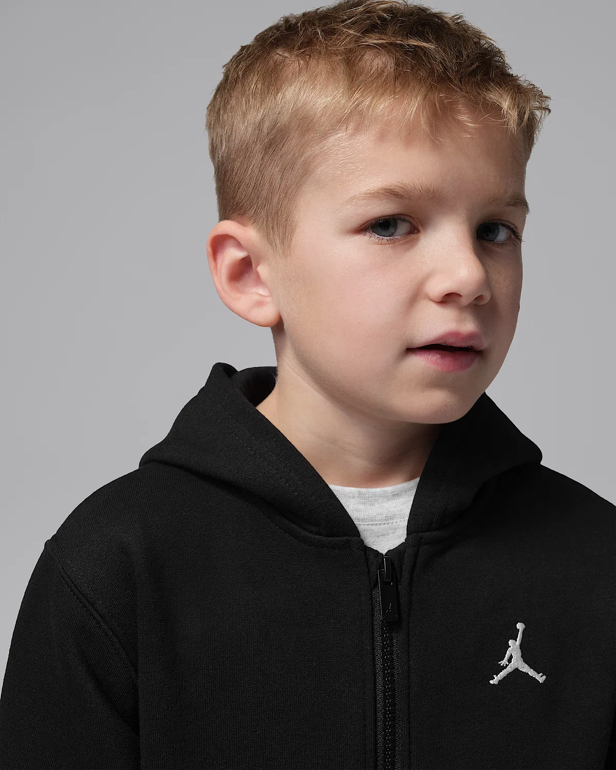 Детская флисовая кофта Jordan Brooklyn Fleece на молнии, Black — фото 3