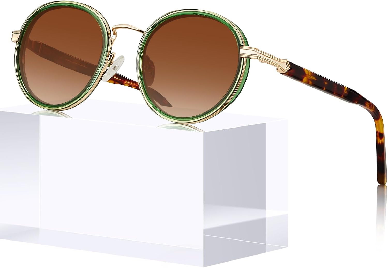 

Женские круглые солнцезащитные очки CARFIA в ацетатно-металлической оправе, поляризованные, с защитой от УФ-излучения, стильные дизайнерские очки CA1951, 1. Translucent Green Frame + Gradual Brown Lens