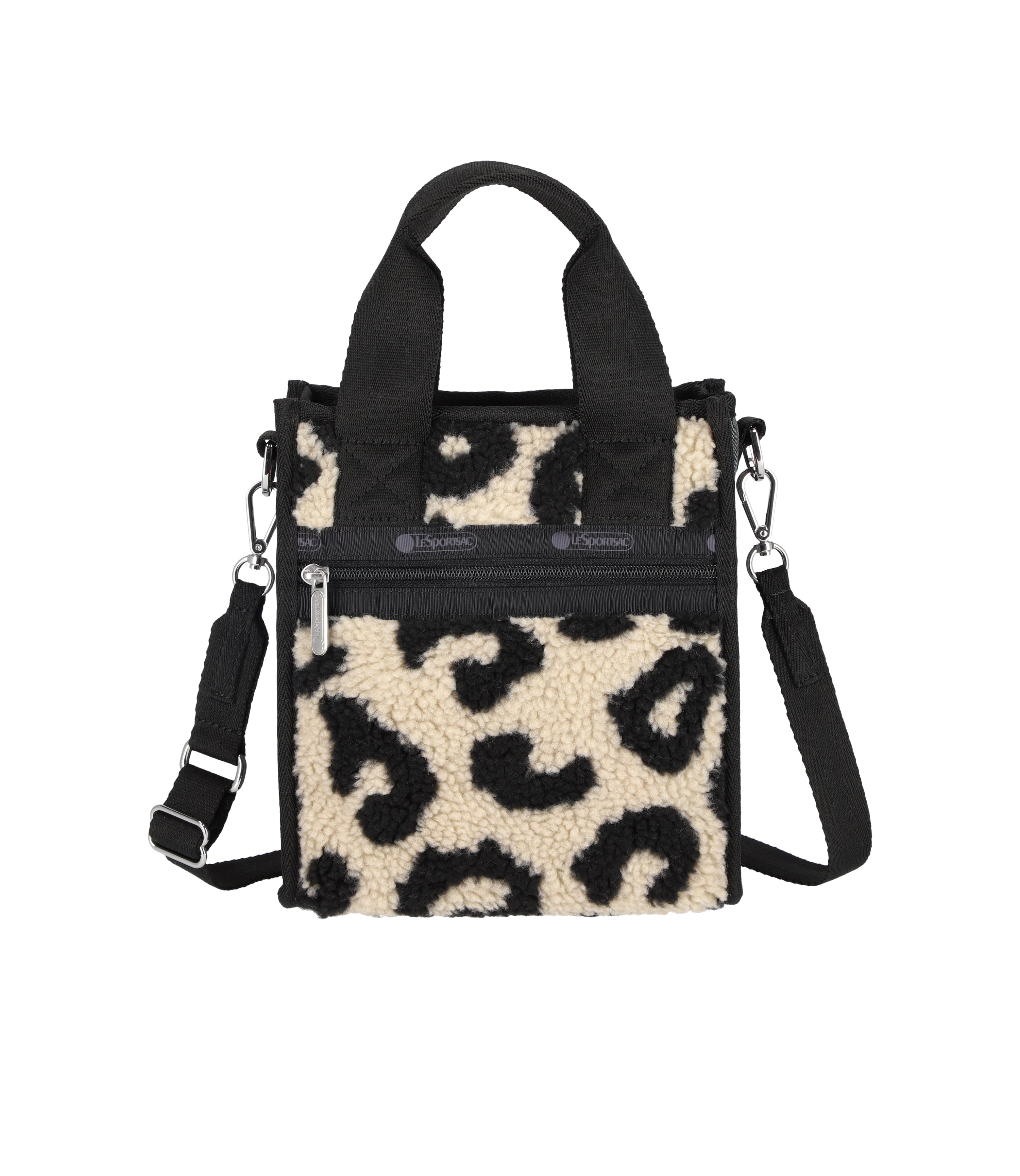 

Сумка-тоут Mini North/South из денима LeSportsac, цвет black denim/leopard sherpa, Черный, Сумка-тоут Mini North/South из денима LeSportsac, цвет black denim/leopard sherpa