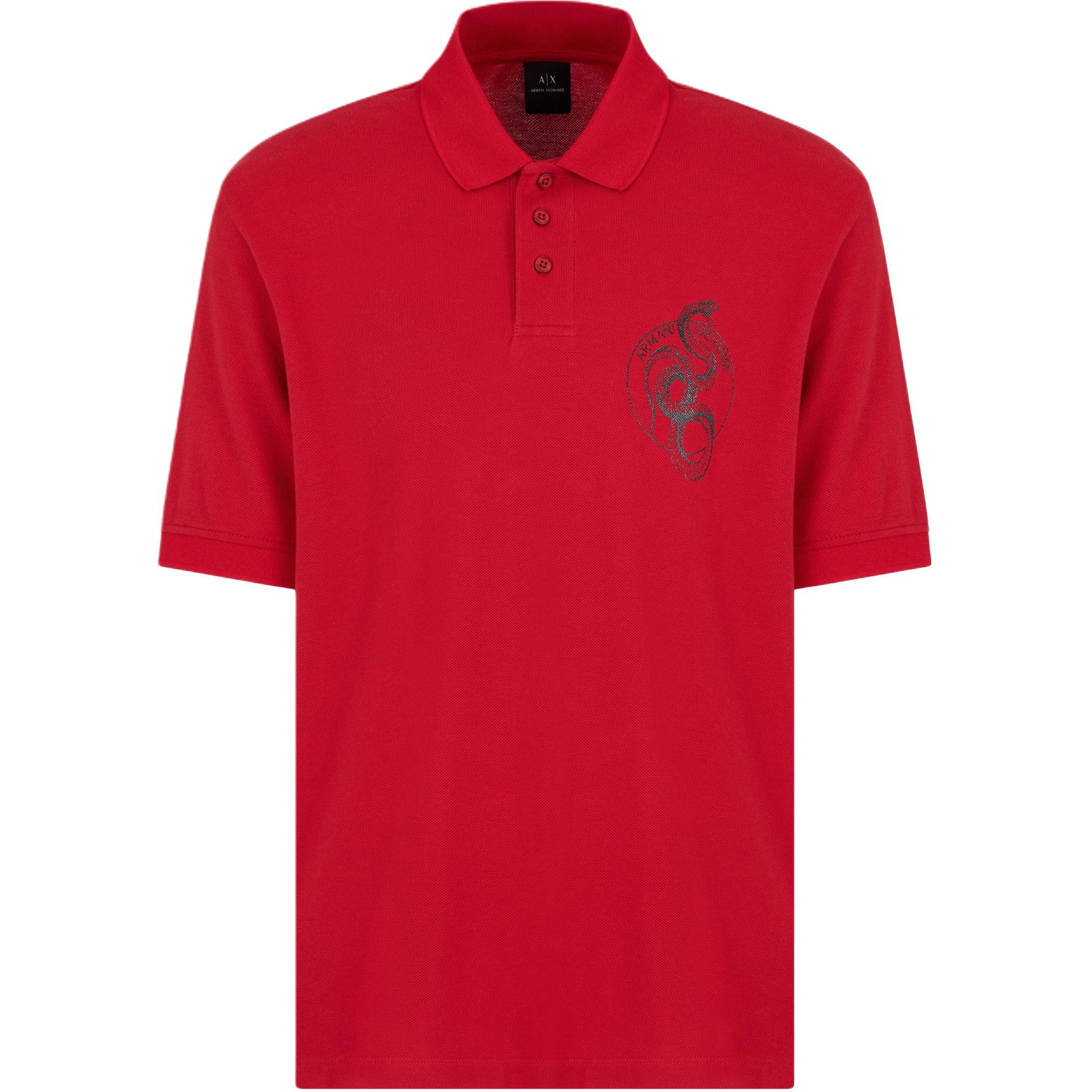 

ARMANI EXCHANGE Футболка-поло AE FW24 мужская красная, Красный, ARMANI EXCHANGE Футболка-поло AE FW24 мужская красная