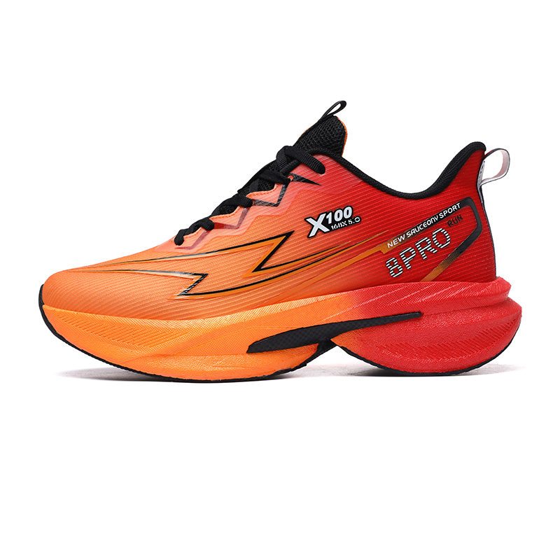 

JANECO Мужские беговые кроссовки низкие зеленые оранжево-красные, цвет Orange Red