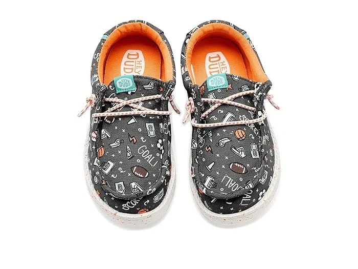 Кроссовки с принтом Wally Print Hey Dude Kids, Black/Multi — фото 3