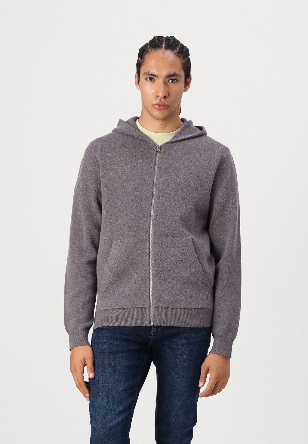 

Кардиган JCOCALEB ZIP HOODIE Jack & Jones, темно-серый