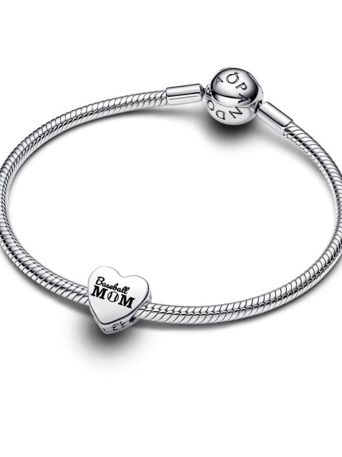 

Шарм Pandora Engravable Baseball Mom Heart Charm, стерлинговое серебро