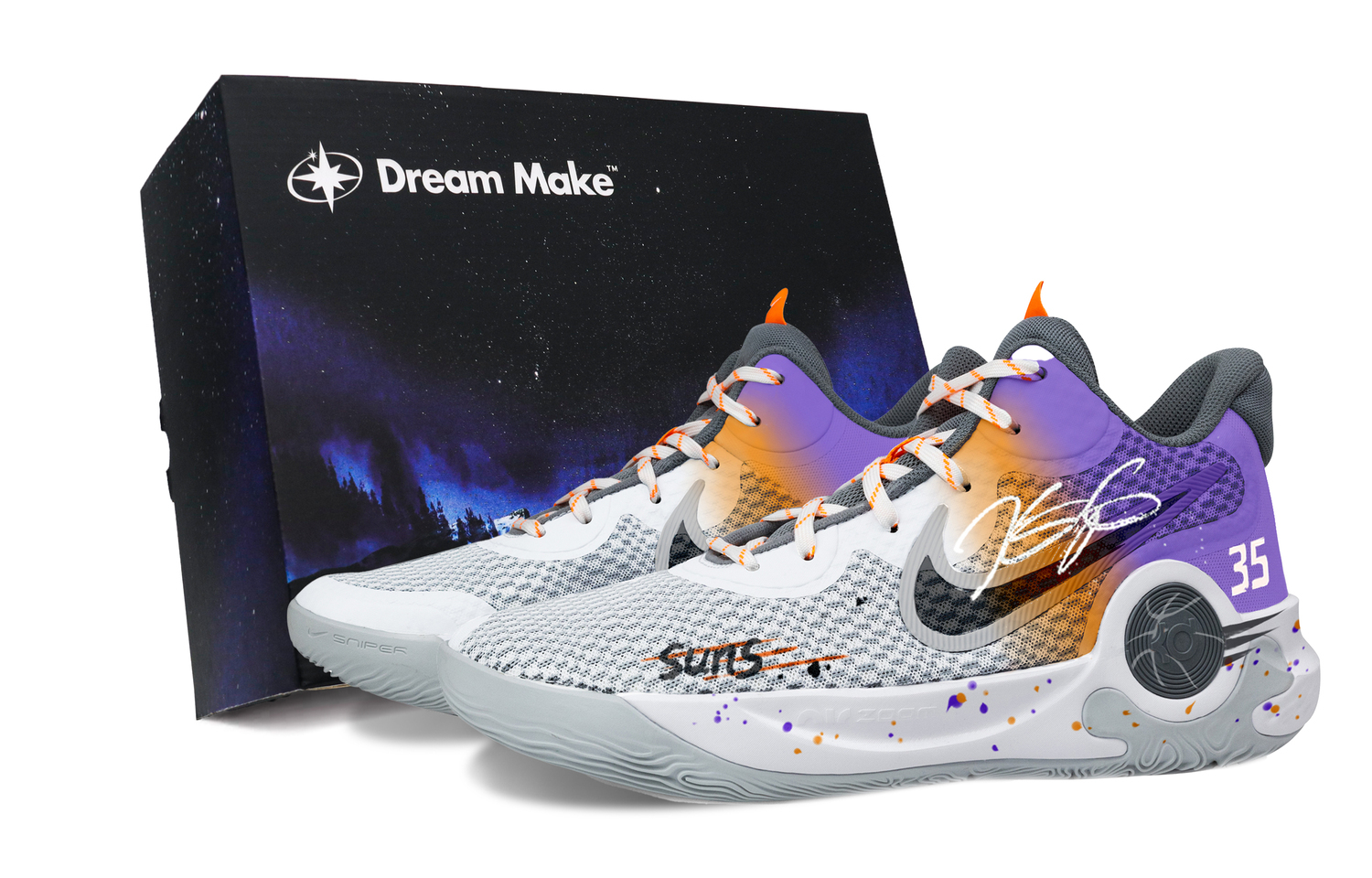 

Nike Кроссовки баскетбольные KD Trey 5 IX унисекс мидтоп бело-серо-оранжево-фиолетовые оранжево-фиолетовые, цвет Orange Purple
