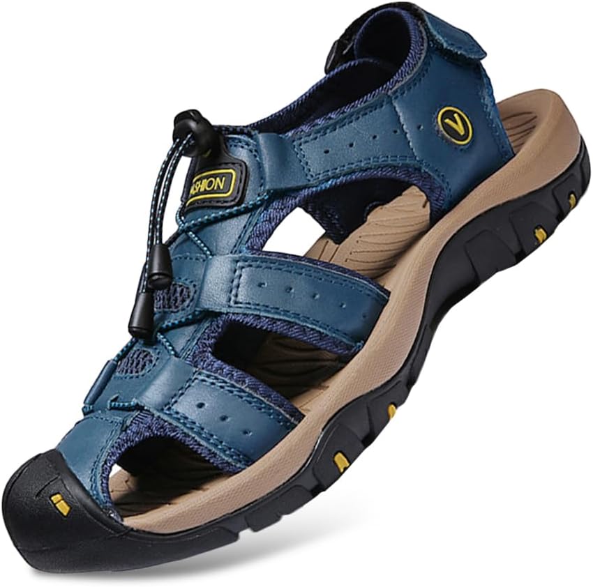 

Мужские повседневные сандалии Rojeam для ходьбы, пляжные туфли с закрытым носком, спортивные сандалии для активного отдыха, летние сандалии для походов и треккинга, синий