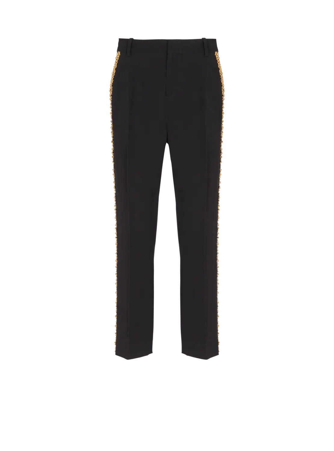 

Прямые брюки из крепа с вышивкой, выполненные по индивидуальному крою Balmain, черный