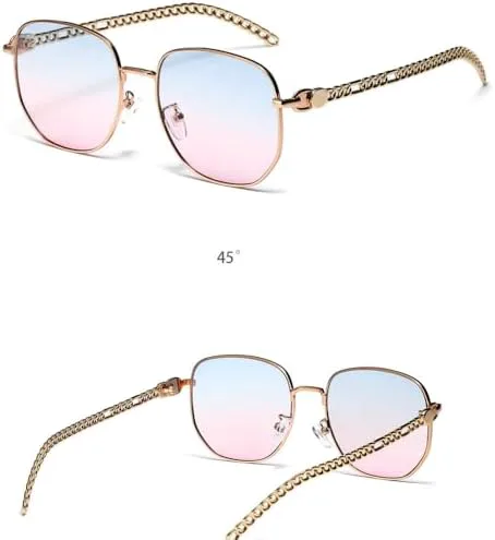 

Солнцезащитные очки в винтажном ретро-стиле для женщин, квадратной формы, с защитой от УФ-излучения. Солнцезащитные очки для женщин и мужчин MTZJH, Blue Pink