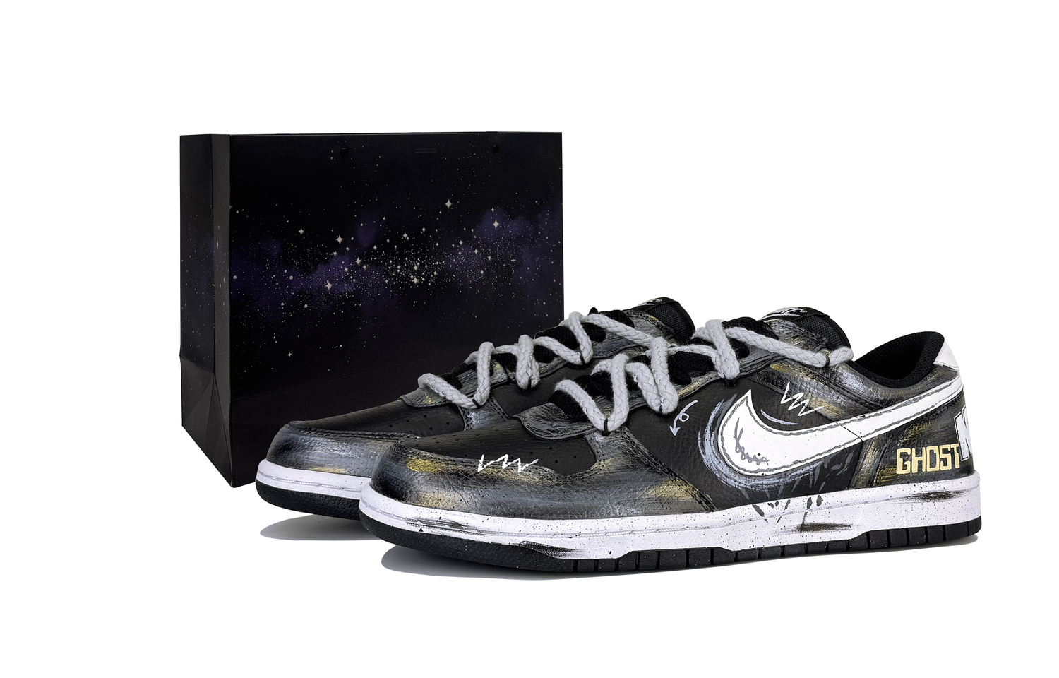 

Nike Большие устойчивые к истиранию низкие кроссовки для скейтбординга мужские черные золотые