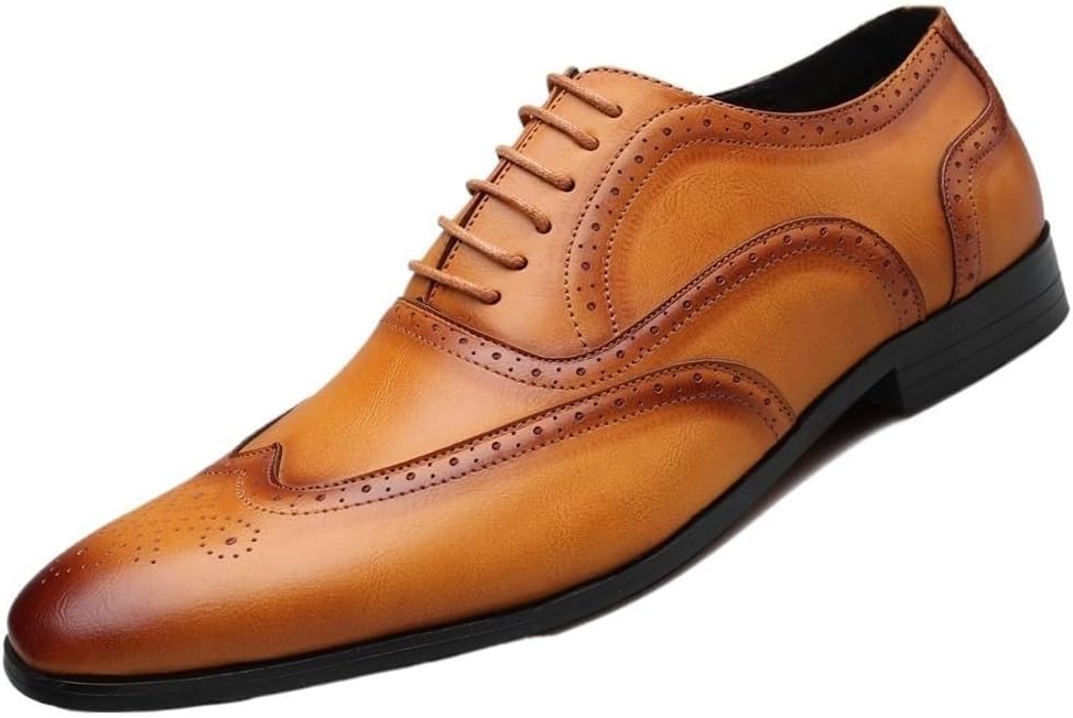 

Итальянские роскошные мужские кожаные туфли на шнуровке, лоферы, круглый носок, деловые, формальные, удобные, для свадьбы, с нескользящей подошвой, из натуральной кожи, классические офисные Lsightus, желтый