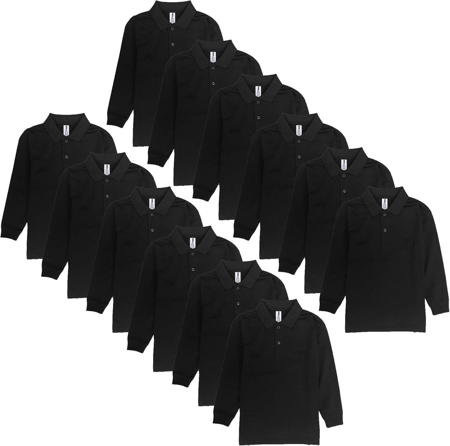 Детский лонгслив поло, Activa Apparel, набор из 12, черный