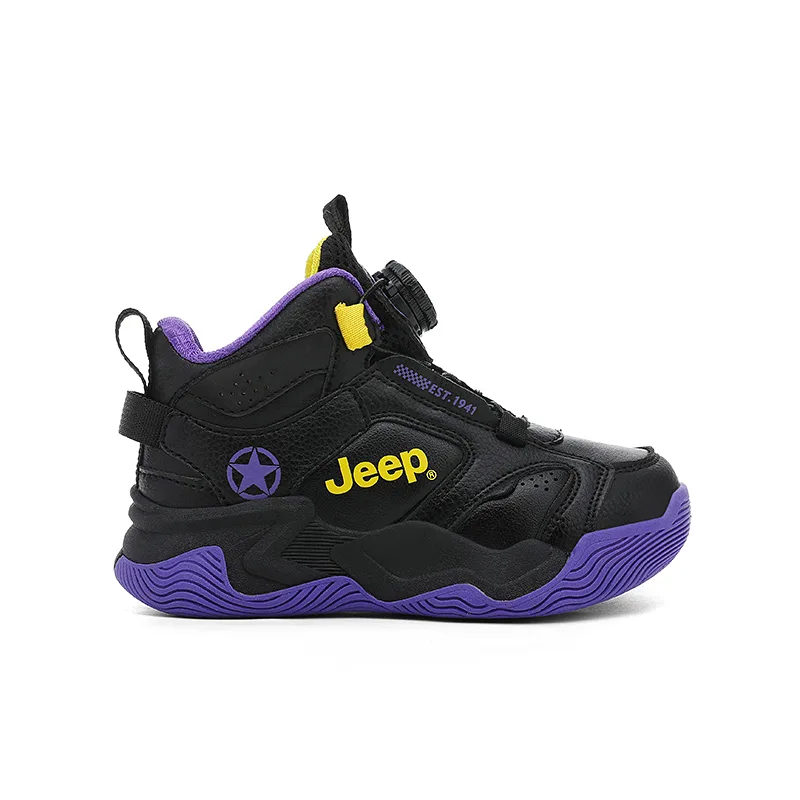 Детские баскетбольные кроссовки Running Collection Jeep, Black Purple Yellow[Leather Upper-All-Season] — фото 4