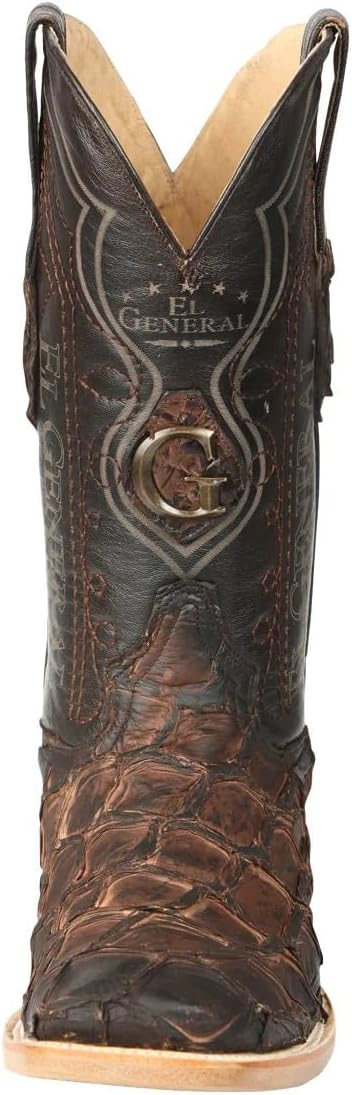Мужские ковбойские сапоги Men’s El General Exotic Monster Fish Rodeo, коричневые, из натуральной кожи монстра Пирате, вестерн-ботинки, кафе, колодка Rodeo, квадратный носок, кожаная подошва Generic — фото 4