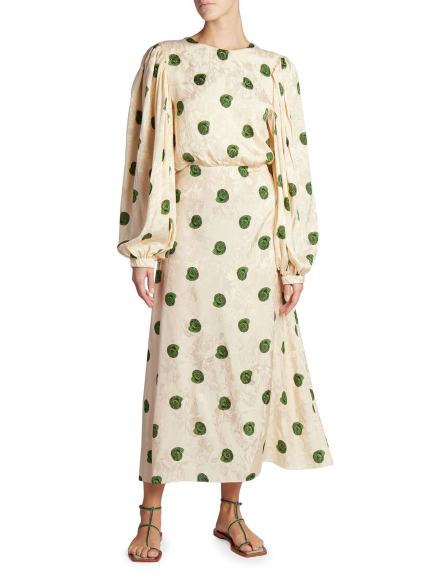

Платье миди Linda Printed Twisted Johanna Ortiz, цвет Beige Green