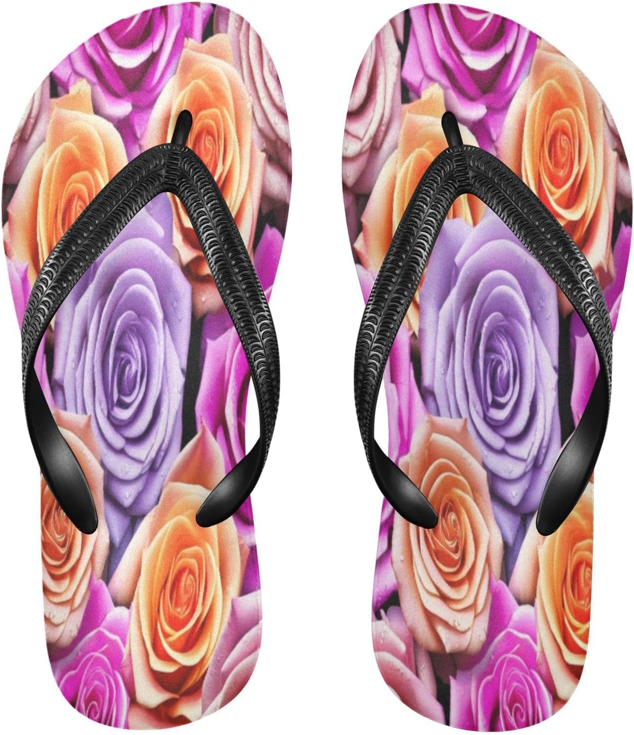 

Яркие вьетнамки с рисунком розы, пляжные шлепанцы, резиновые нескользящие летние тапочки для мужчин и женщин Sinestour, Colorful Rose Blossom