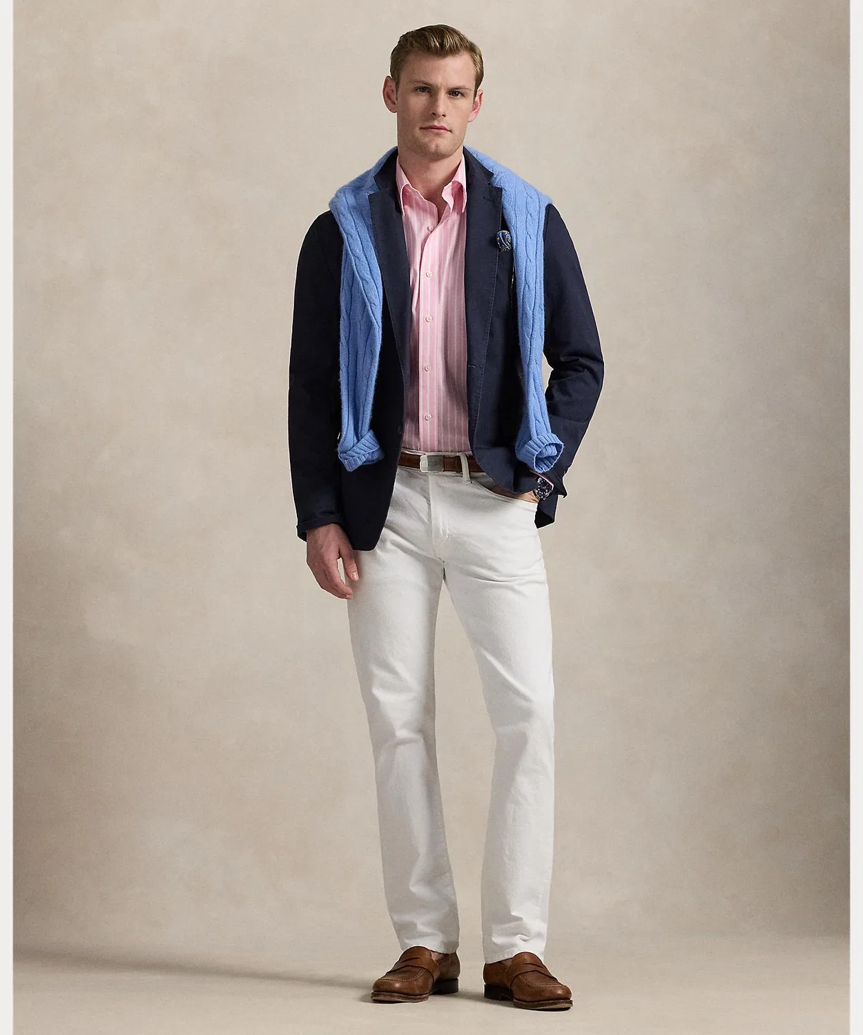 Классическая оксфордская рубашка с полосками, Ralph Lauren, хлопок, длинный рукав, мультиколор — фото 3
