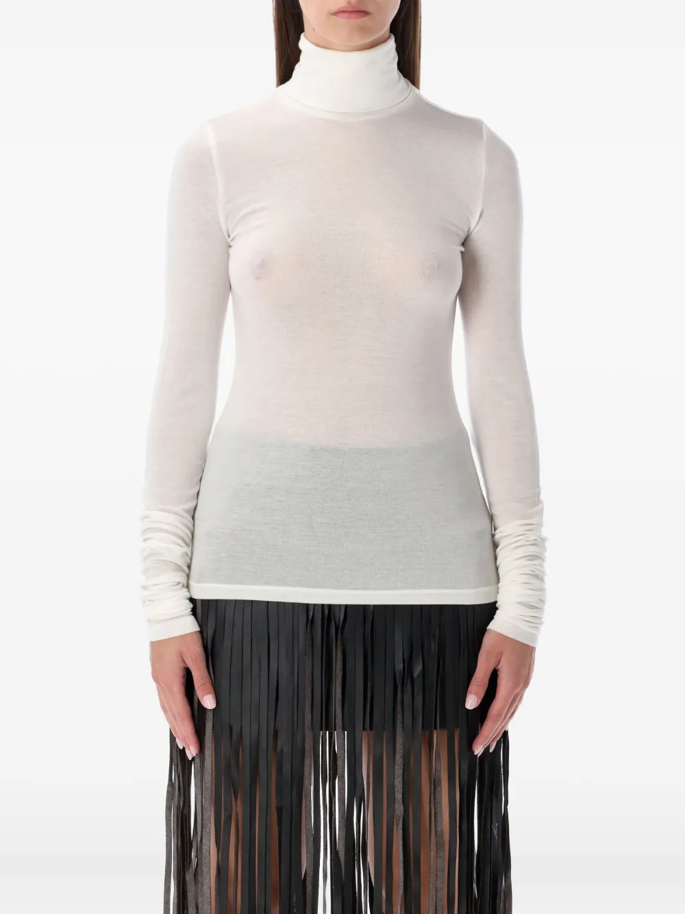 

Топ с воротником-стойкой и сборкой The Garment, кремовый