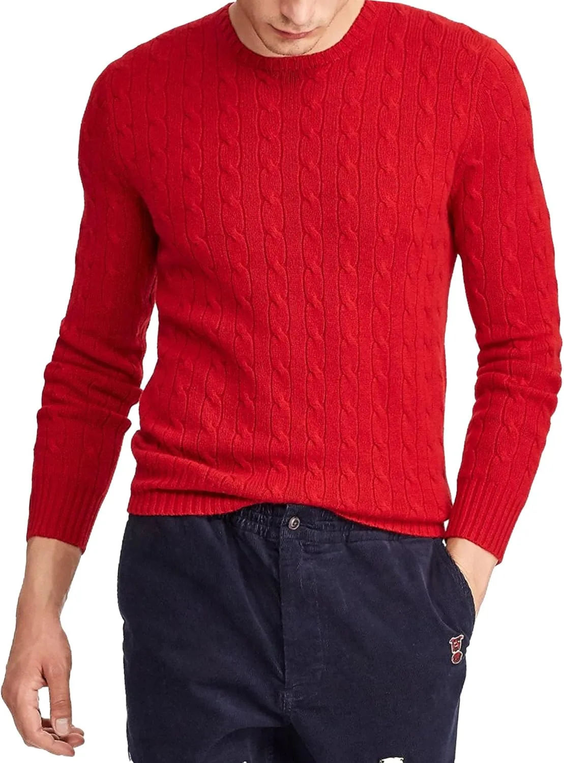 

Мужской джемпер с жаккардовым узором и косой вязкой